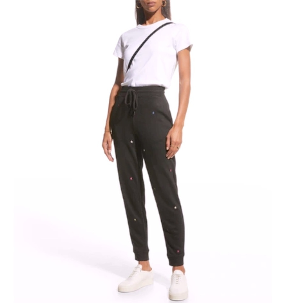 Rails Oakland STAR Embroidered Knit Sweat Pants Joggers Drawcord Pockets Stretch
